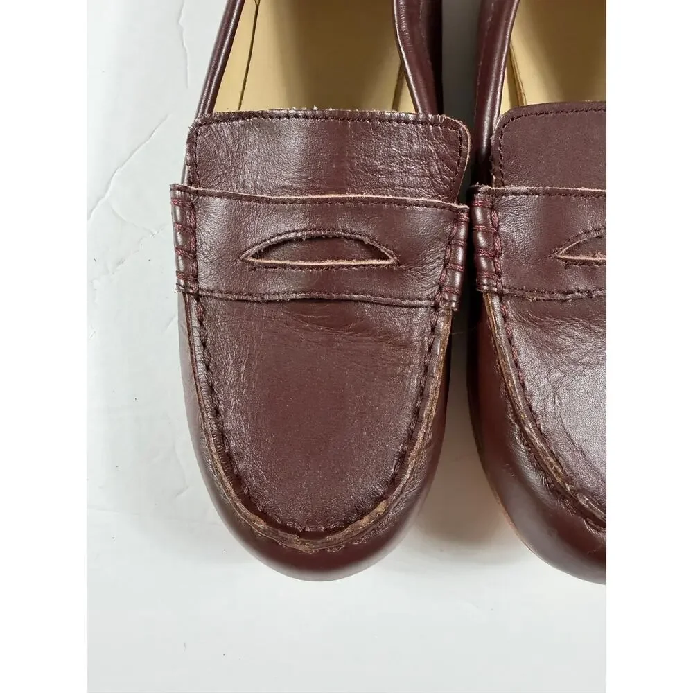 Janie and Jack Leather Penny Loafers Burgundy Brown Dress Shoes Size 3 big kid